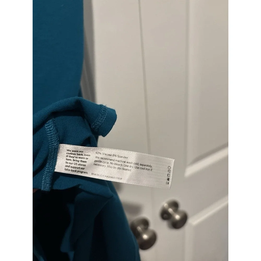 EILEEN FISHER‎ Dress Size XS Blue Teal Split/Cold Shoulder Boat Neck Women's